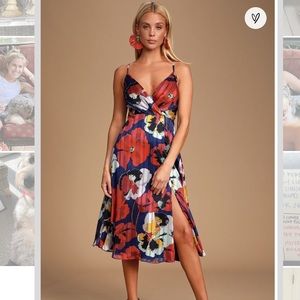 Floral Lulu’s Midi Dress with Slit